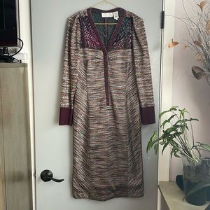 Lars Byron lace Jacquard multicolore midi dress, size 8